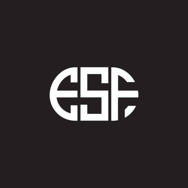 Siyah arka planda ESF harf logosu tasarımı. ESF yaratıcı harflerin baş harfleri logo kavramı. ESF harf tasarımı.