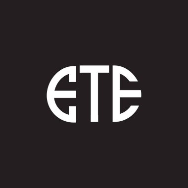 Siyah arkaplanda ETE harf logosu tasarımı. ETE yaratıcı harf logosu konsepti. ETE harf tasarımı.