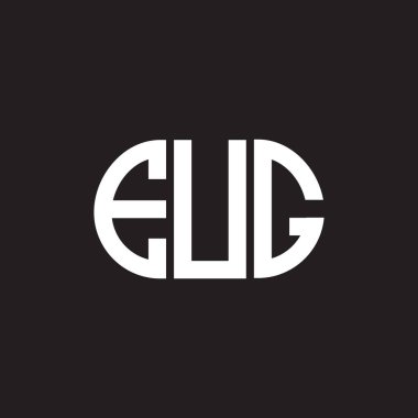 EUG 'nin siyah arkaplan üzerine logo tasarımı. EUG yaratıcı harflerin baş harfleri logo kavramı. EUG harf tasarımı.
