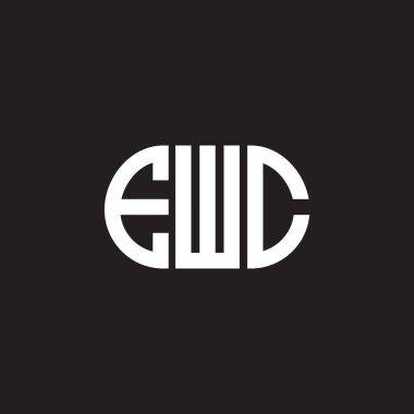 Siyah arkaplanda PrintEWC harf logosu tasarımı. EWC yaratıcı harflerin baş harfleri logo kavramı. EWC harf tasarımı.