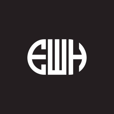 Siyah arka planda EWH harf logosu tasarımı. EWH yaratıcı harflerin baş harfleri logo kavramı. EWH harf tasarımı.