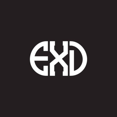 Siyah arkaplanda EXD harf logosu tasarımı. EXD yaratıcı harflerin baş harfleri logo kavramı. EXD harf tasarımı.
