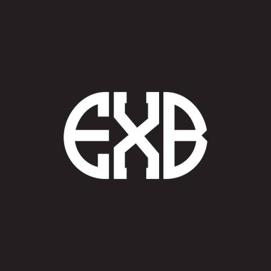 Siyah arkaplanda EXB harfi logo tasarımı. EXB yaratıcı harflerin baş harfleri logo kavramı. EXB harf tasarımı.