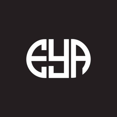 Siyah arka planda EYA harf logosu tasarımı. EYA yaratıcı harfler logosu konsepti. EYA harf tasarımı.