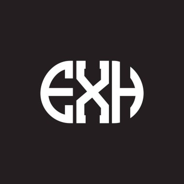 Siyah arkaplanda EXH harf logosu tasarımı. EXH yaratıcı harflerin baş harfleri logo kavramı. EXH harf tasarımı.