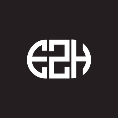 Siyah arka planda EZH harf logosu tasarımı. EZH yaratıcı harflerin baş harfleri logo kavramı. EZH harf tasarımı.