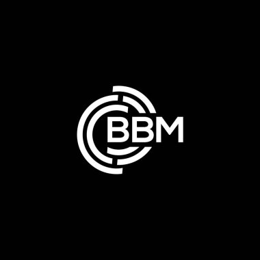 Siyah arka planda BBM harfi logo tasarımı. BBM yaratıcı harflerin baş harfleri logo kavramı. BBM harf tasarımı.