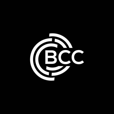 Siyah arka planda BCC harf logosu tasarımı. BCC yaratıcı harflerin baş harfleri logo kavramı. BCC harf tasarımı.
