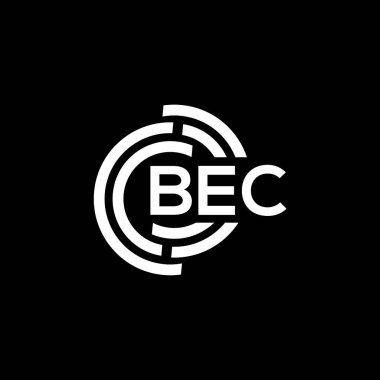 Siyah arka planda BEC harf logosu tasarımı. BEC yaratıcı harflerin baş harfleri logo kavramı. BEC harf tasarımı.