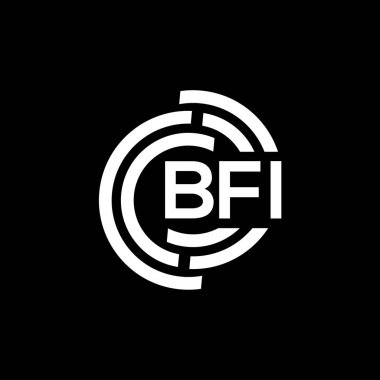 Siyah arka planda BFI harf logosu tasarımı. BFI yaratıcı harflerin baş harfleri logo kavramı. BFI harf tasarımı.