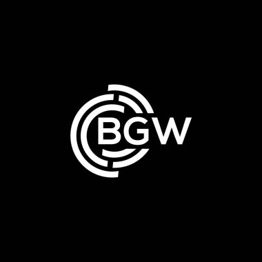 Siyah arka planda BGW harf logosu tasarımı. BGW yaratıcı harflerin baş harfleri logo kavramı. BGW harf tasarımı.