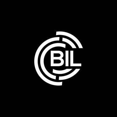 Siyah arka planda BIL harf logosu tasarımı. BIL yaratıcı harflerin baş harfleri logo kavramı. BIL harf tasarımı.