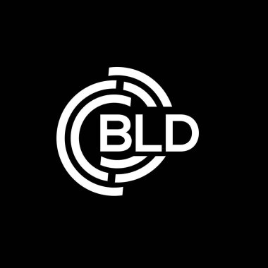 Siyah arkaplanda BLD harf logosu tasarımı. BLD yaratıcı harflerin baş harfleri logo konsepti. BLD harf tasarımı.