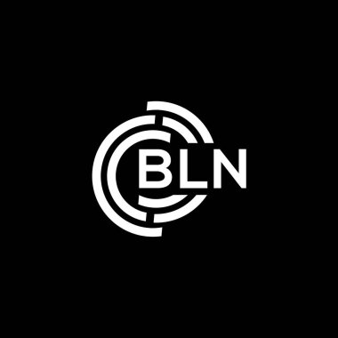Siyah arka planda BLN harf logosu tasarımı. BLN yaratıcı harflerin baş harfleri logo kavramı. BLN harf tasarımı.