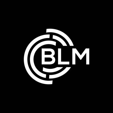 Siyah arkaplanda BLM harf logosu tasarımı. BLM yaratıcı harflerin baş harfleri logo kavramı. BLM harf tasarımı.