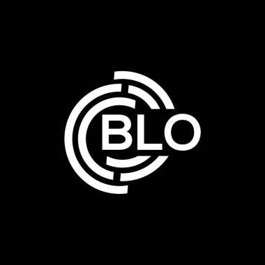Siyah arka planda BLO harf logosu tasarımı. BLO yaratıcı harflerin baş harfleri logo kavramı. BLO harf tasarımı.