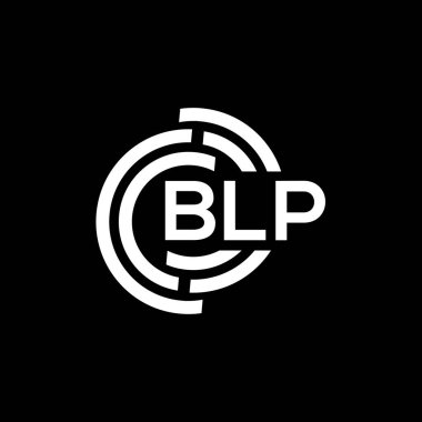 Siyah arkaplanda BLP harf logosu tasarımı. BLP yaratıcı harf logosu konsepti. BLP harf tasarımı.