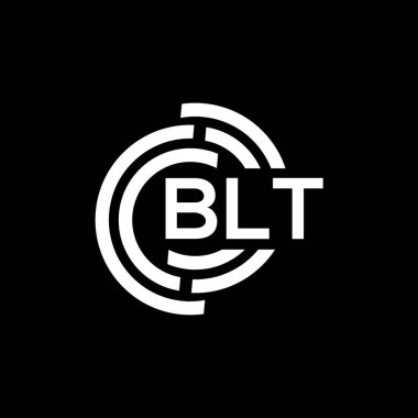 Siyah arkaplanda BLT harf logosu tasarımı. BLT yaratıcı harf logosu konsepti. BLT harf tasarımı.