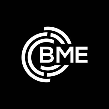Siyah arkaplanda BME harfi logo tasarımı. BME yaratıcı harflerin baş harfleri logo kavramı. BME harf tasarımı.