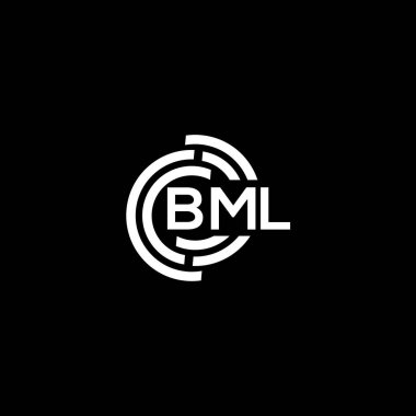 Siyah arka planda BML harf logosu tasarımı. BML yaratıcı harf logosu konsepti. BML harf tasarımı.