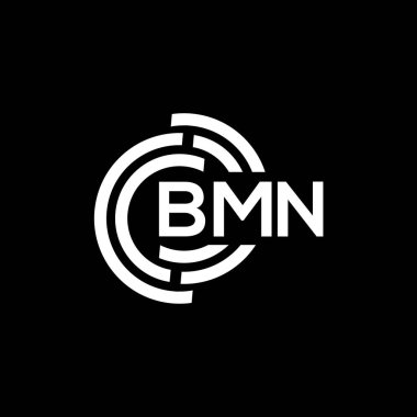 Siyah arka planda BMN harf logosu tasarımı. BMN yaratıcı harflerin baş harfleri logo kavramı. BMN harf tasarımı.