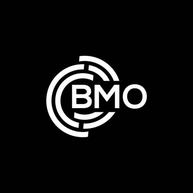 Siyah arka planda BMO harf logosu tasarımı. BMO yaratıcı harflerin baş harfleri logo kavramı. BMO harf tasarımı.