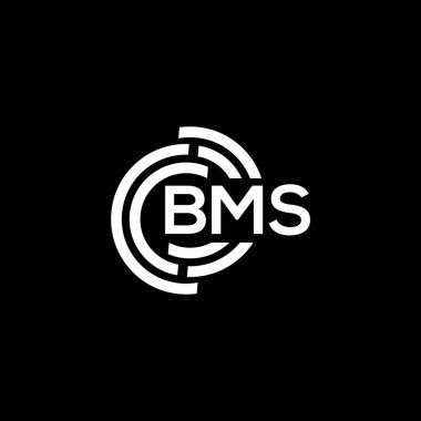 Siyah arka planda BMS harfi logo tasarımı. BMS yaratıcı harflerin baş harfleri logo kavramı. BMS harf tasarımı.