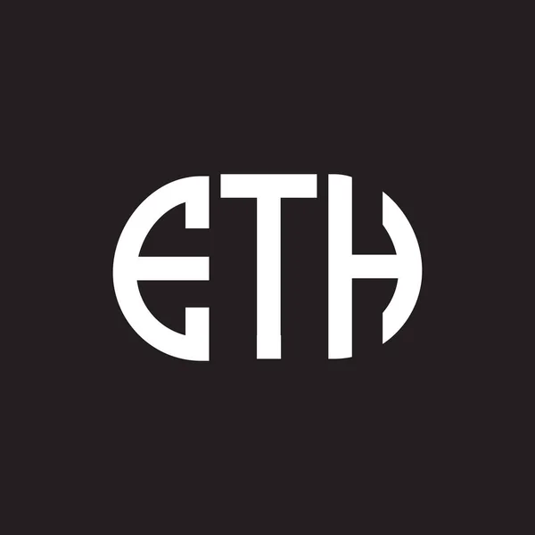 Design Logo Lettre Eth Sur Fond Noir Eth Initiales Créatives — Image vectorielle