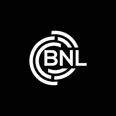 Siyah arka planda BNL harf logosu tasarımı. BNL yaratıcı harflerin baş harfleri logo kavramı. BNL harf tasarımı.