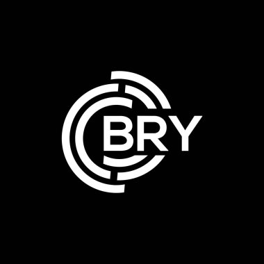 Siyah arka planda BRY harf logosu tasarımı. BRY yaratıcı harflerin baş harfleri logo kavramı. BRY harf tasarımı.