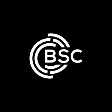 Siyah arka planda BSC harfi logo tasarımı. BSC yaratıcı harflerin baş harfleri logo kavramı. BSC harf tasarımı.