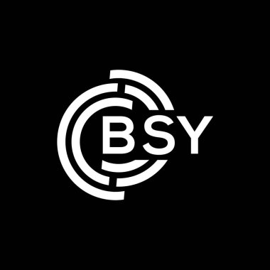 Siyah arka planda BSY harf logosu tasarımı. BSY yaratıcı harflerin baş harfleri logo kavramı. BSY harf tasarımı.