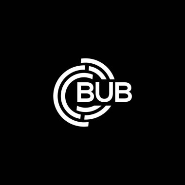 Siyah arka planda BUB harfi logo tasarımı. BUB yaratıcı harflerin baş harfleri logo kavramı. BUB harf tasarımı.