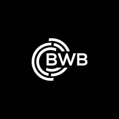 Siyah arka planda BWB harfi logo tasarımı. BWB yaratıcı harflerin baş harfleri logo kavramı. BWB harf tasarımı.