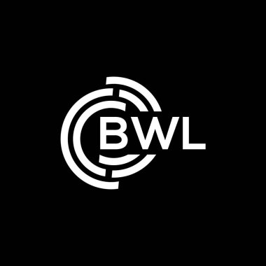 Siyah arka planda BWL harf logosu tasarımı. BWL yaratıcı harflerin baş harfleri logo kavramı. BWL harf tasarımı.