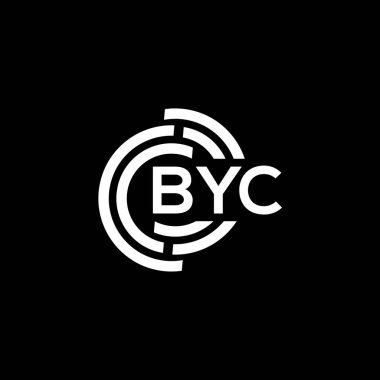 Siyah arka planda BYC harf logosu tasarımı. BYC yaratıcı harflerin baş harfleri logo kavramı. BYC harf tasarımı.