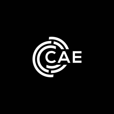 Siyah arka planda CAE harf logosu tasarımı. CAE yaratıcı harf logosu konsepti. CAE harf tasarımı.