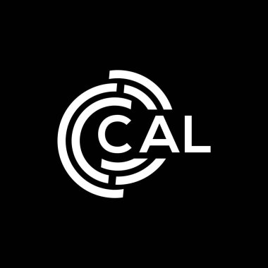 Siyah arkaplanda CAL harf logosu tasarımı. CAL yaratıcı harf logosu konsepti. CAL harf tasarımı.
