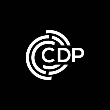 Siyah arka planda CDP harf logosu tasarımı. CDP yaratıcı harflerin baş harfleri logo kavramı. CDP harf tasarımı.