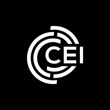 Siyah arka planda CEI harf logosu tasarımı. CEI yaratıcı harflerin baş harfleri logo kavramı. CEI harf tasarımı.