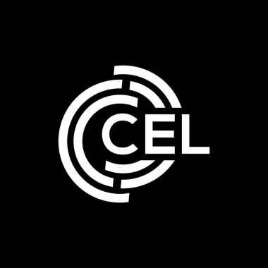 Siyah arkaplanda CEL harf logosu tasarımı. CEL yaratıcı harflerin baş harfleri logo kavramı. CEL harf tasarımı.