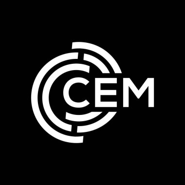 Siyah arkaplanda CEM harf logosu tasarımı. CEM yaratıcı harflerin baş harfleri logo kavramı. CEM harf tasarımı.