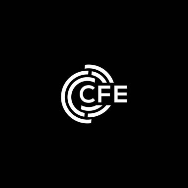 Siyah arka planda CFE harf logosu tasarımı. CFE yaratıcı harflerin baş harfleri logo kavramı. CFE harf tasarımı.