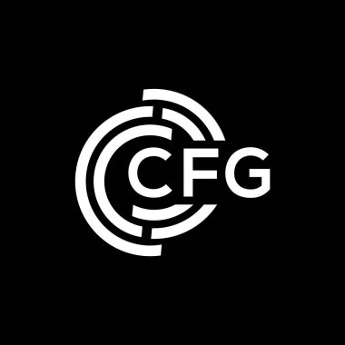 Siyah arka planda CFG harf logosu tasarımı. CFG yaratıcı harflerin baş harfleri logo kavramı. CFG harf tasarımı.