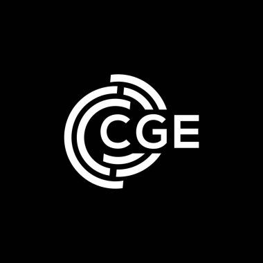 Siyah arka planda CGE harf logosu tasarımı. CGE yaratıcı harflerin baş harfleri logo kavramı. CGE harf tasarımı.