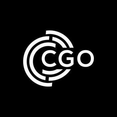 Siyah arkaplan üzerine CGO harfi logo tasarımı. CGO yaratıcı harflerin baş harfleri logo kavramı. CGO harf tasarımı.