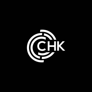 Siyah arka planda CHK harf logosu tasarımı. CHK yaratıcı harflerin baş harfleri logo kavramı. CHK mektup tasarımı.