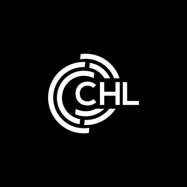 Siyah arka planda CHL harf logosu tasarımı. CHL yaratıcı harflerin baş harfleri logo kavramı. CHL harf tasarımı.