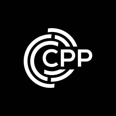 Siyah arkaplanda CPP harf logosu tasarımı. CPP yaratıcı harflerin baş harfleri logo kavramı. CPP harf tasarımı.