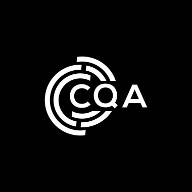 Siyah arka planda CQA harf logosu tasarımı. CQA yaratıcı harflerin baş harfleri logo kavramı. CQA harf tasarımı.